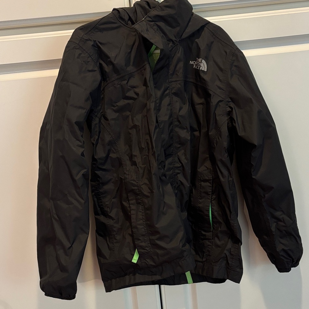 The North Face kids black rain jacket with hood